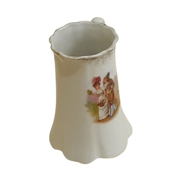 Vintage Porcelain Small Pitcher with Romantic Victorian Scene Granny Cottage - Picture 4 of 9